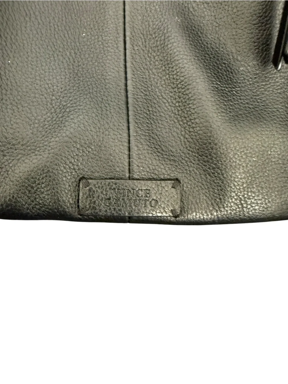 Vince Camuto Black Pebble Leather Shoulder Bag with Knot Detail